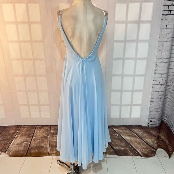 Windsor Powder Blue Embellished Sleeveless Open Back Chiffon Prom Dress Size 3 - Picture 6 of 9